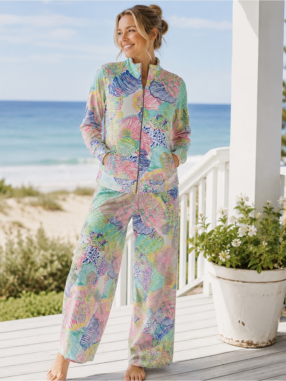 Lilly Pulitzer Pastel Multicolor Printed Zip Jacket
